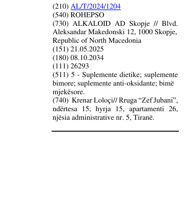 Zëri i markës ROHEPSO në buletin