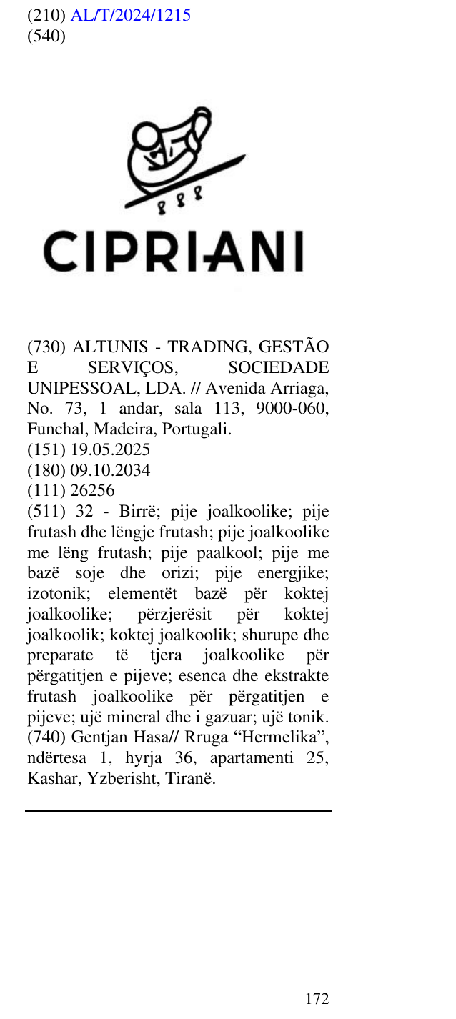 Zëri i markës CIPRIANI në buletin