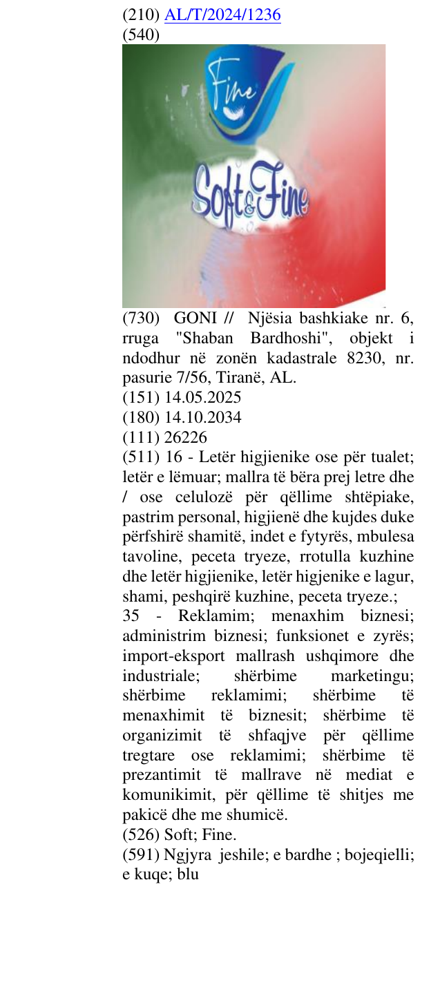Zëri i markës Soft; Fine. në buletin