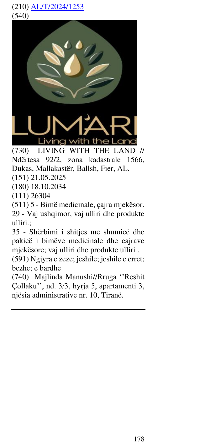 Zëri i markës LUM'ARI Living with the Land në buletin