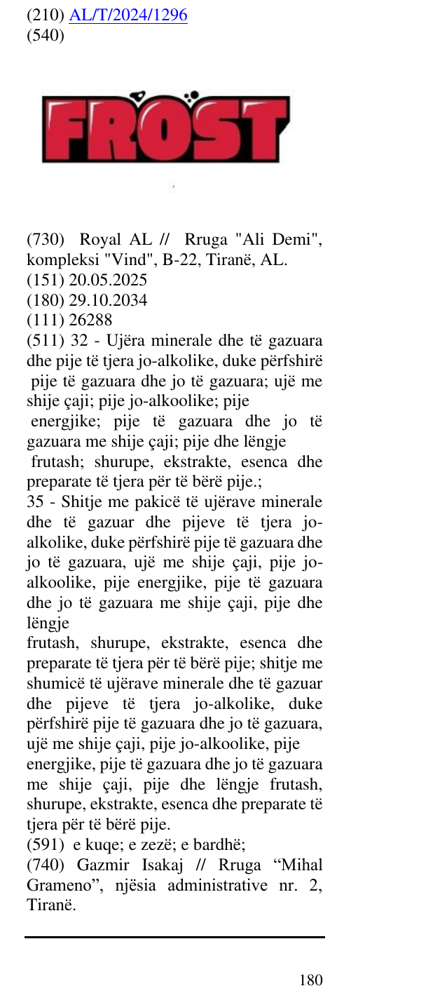 Zëri i markës FROST në buletin