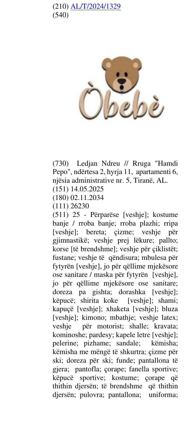 Zëri i markës Òbebè në buletin
