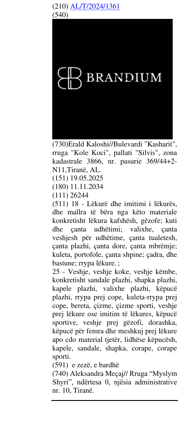 Zëri i markës BRANDIUM në buletin