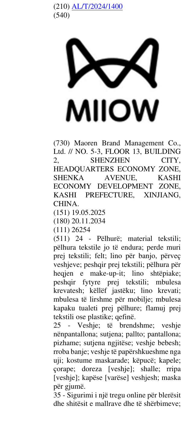 Zëri i markës MIIOW në buletin