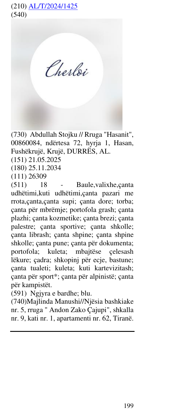 Zëri i markës Cherloi në buletin