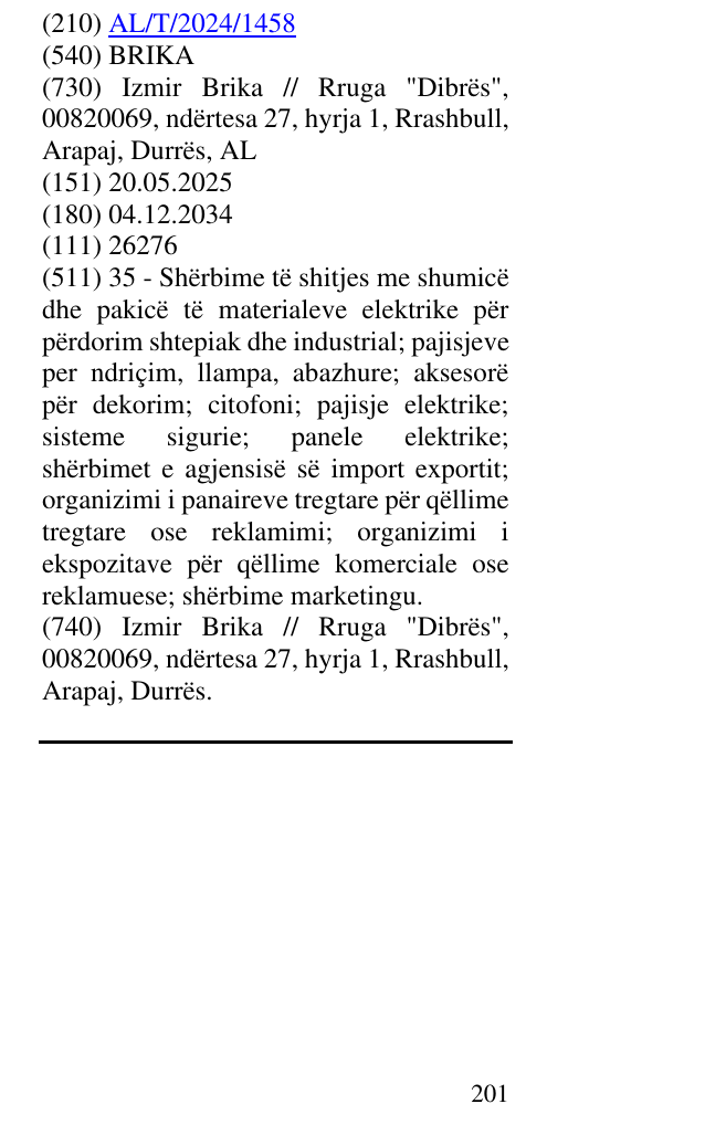 Zëri i markës BRIKA në buletin