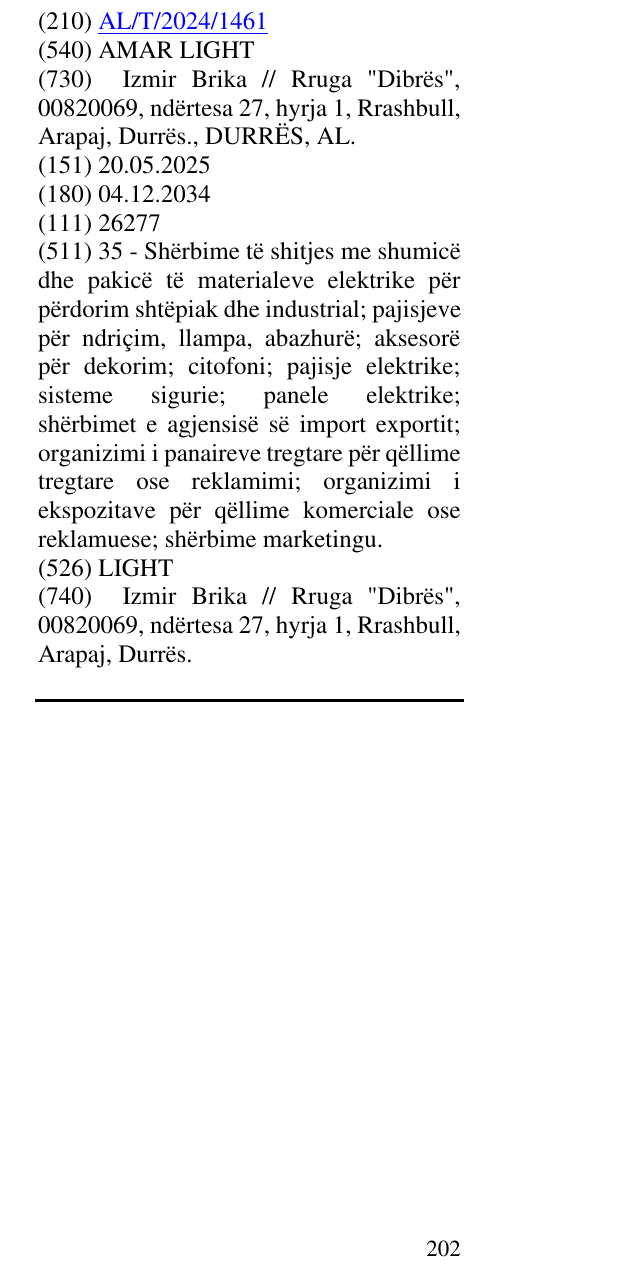 Zëri i markës AMAR LIGHT në buletin