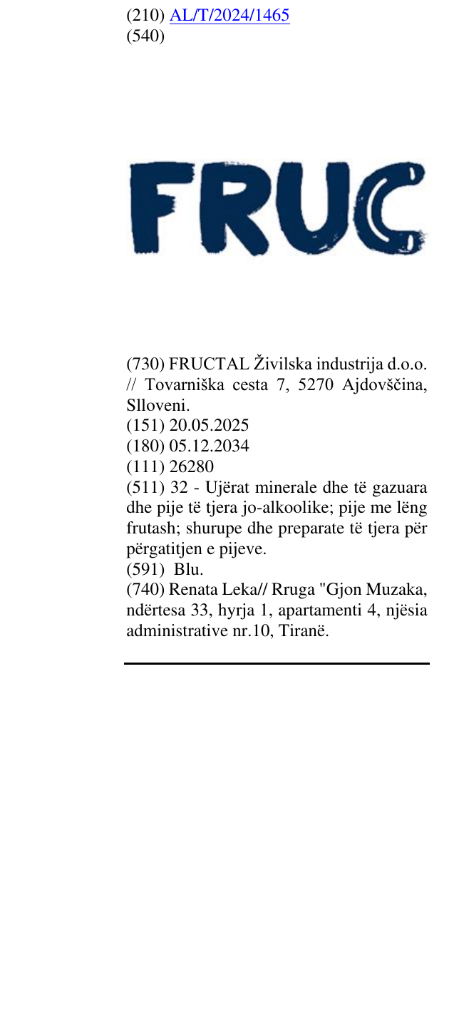 Zëri i markës FRUC në buletin