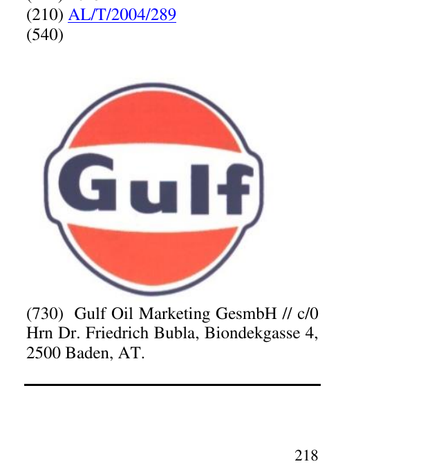 Zëri i markës GULF në buletin