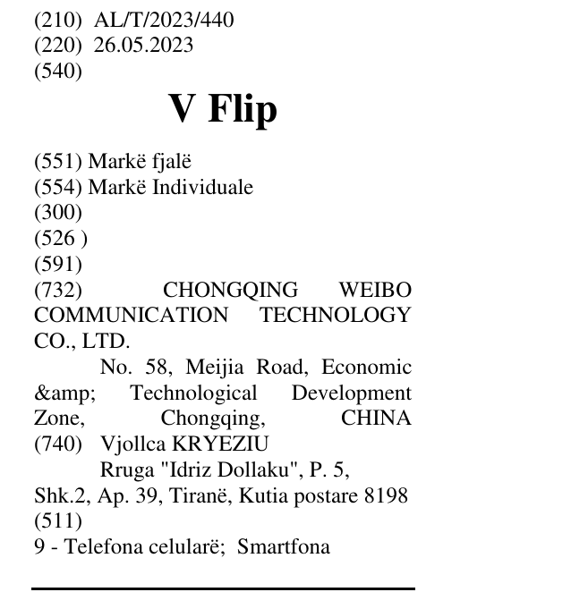 Zëri i markës V Flip në buletin