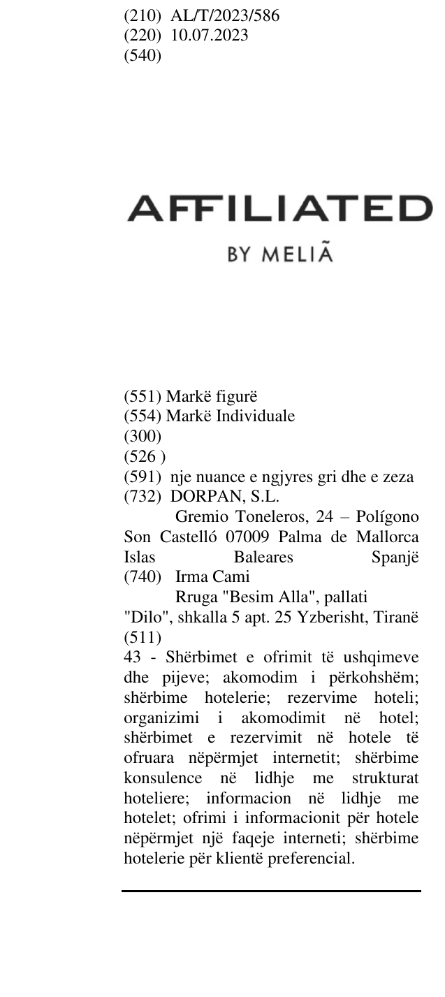 Zëri i markës AFFILIATED BY MELIA në buletin