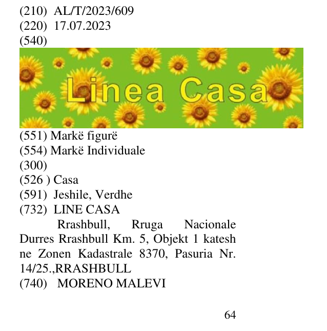Zëri i markës Casa në buletin