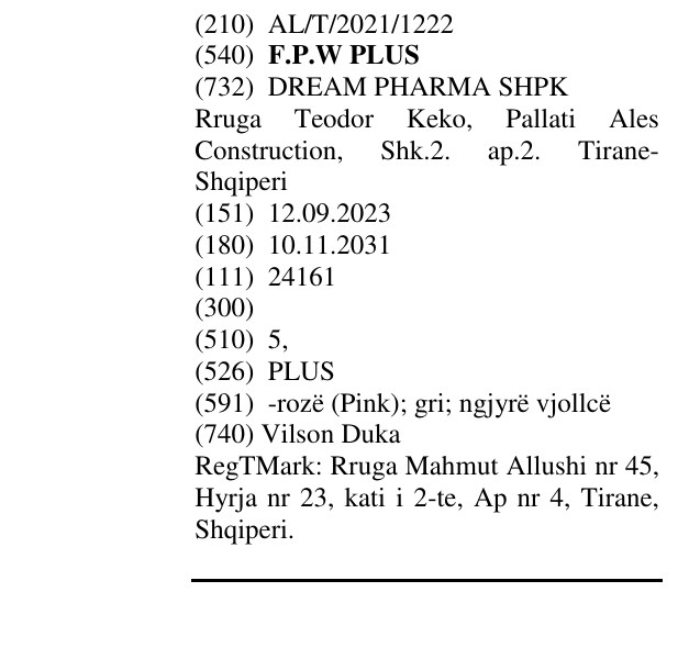 Zëri i markës F.P.W PLUS në buletin