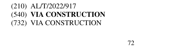 Zëri i markës VIA CONSTRUCTION në buletin