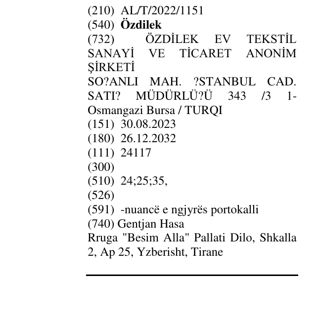 Zëri i markës Özdilek në buletin