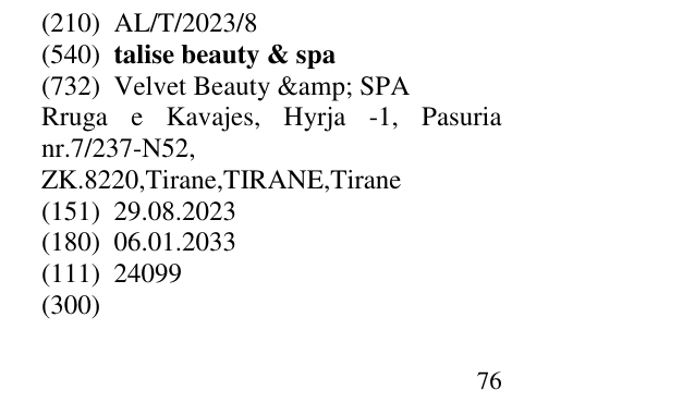 Zëri i markës talise beauty & spa në buletin
