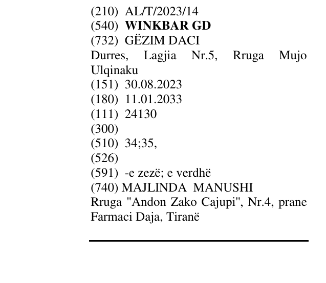 Zëri i markës WINKBAR GD në buletin
