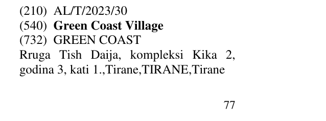 Zëri i markës Green Coast Village në buletin