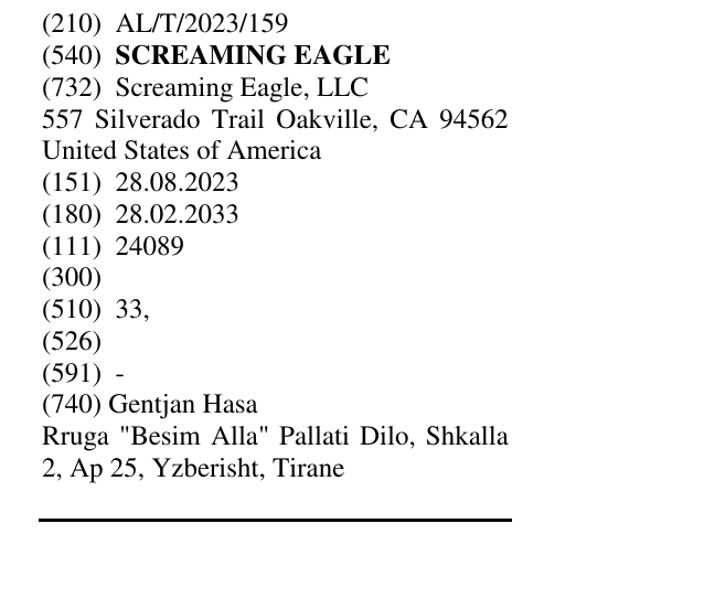 Zëri i markës SCREAMING EAGLE në buletin