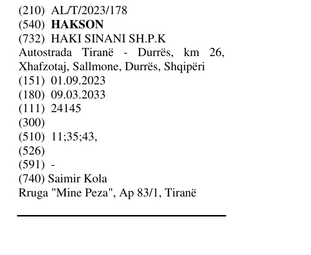 Zëri i markës HAKSON në buletin