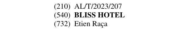 Zëri i markës BLISS HOTEL në buletin
