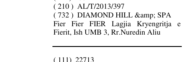 Zëri i markës DIAMOND HILL në buletin