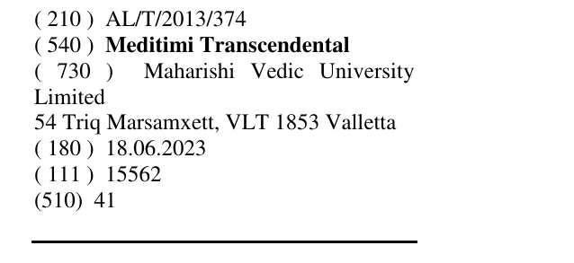 Zëri i markës Meditimi Transcendental në buletin