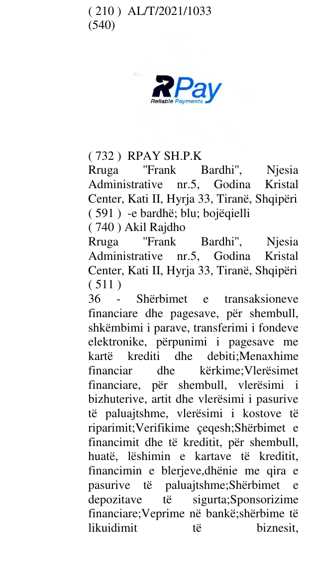 Zëri i markës RPAY Reliable Payments në buletin