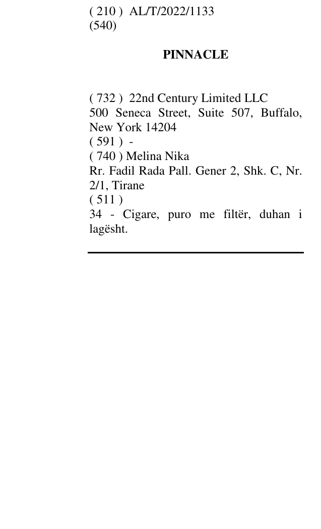 Zëri i markës PINNACLE në buletin
