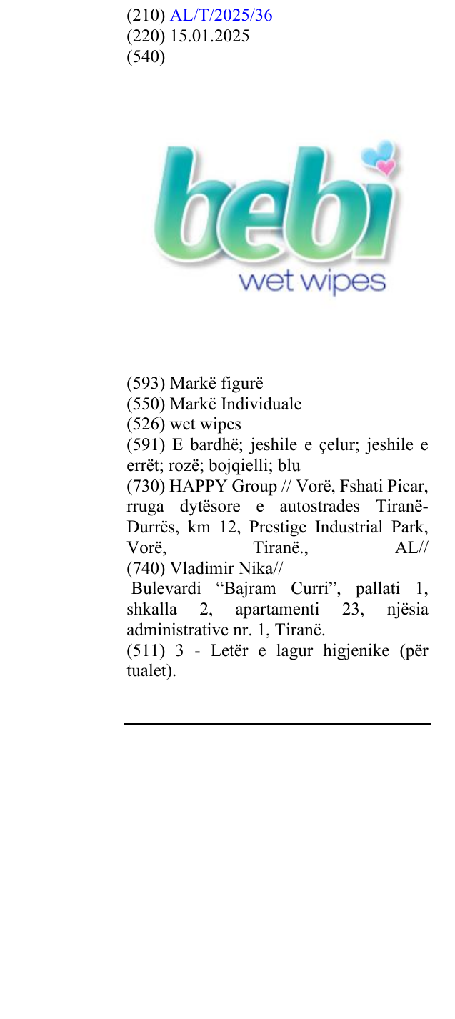 Zëri i markës wet wipes në buletin