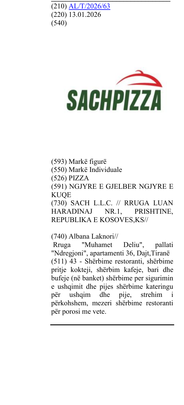 Zëri i markës PIZZA në buletin