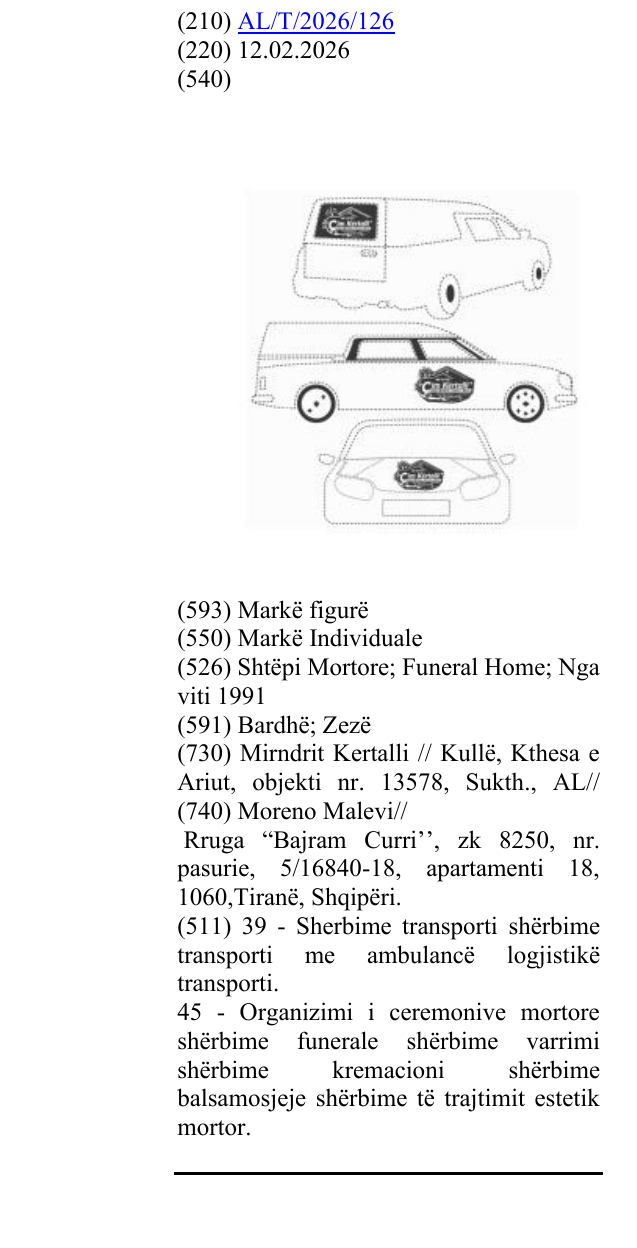 Zëri i markës Shtëpi Mortore; Funeral Home; Nga viti 1991 në buletin
