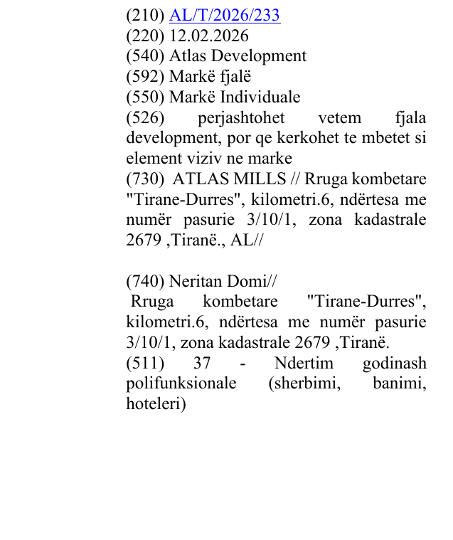 Zëri i markës Atlas Development në buletin