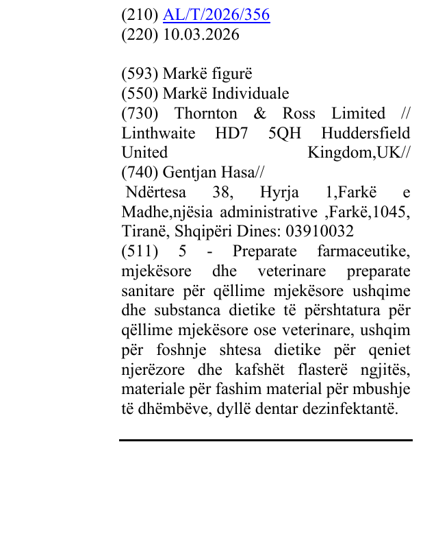Zëri i markës COVONIA në buletin