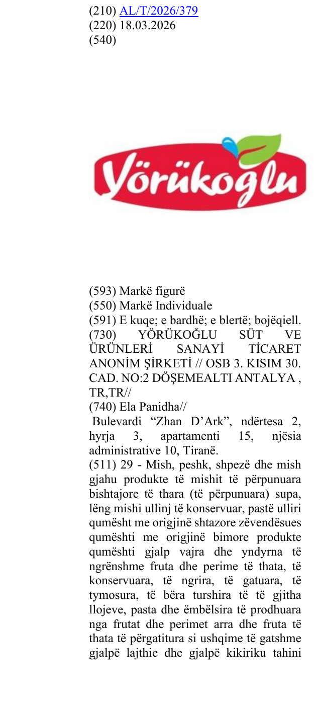 Zëri i markës yörükoğlu në buletin
