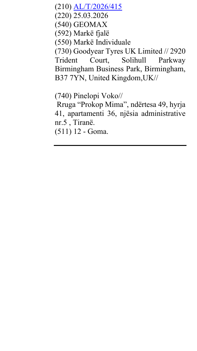 Zëri i markës GEOMAX në buletin