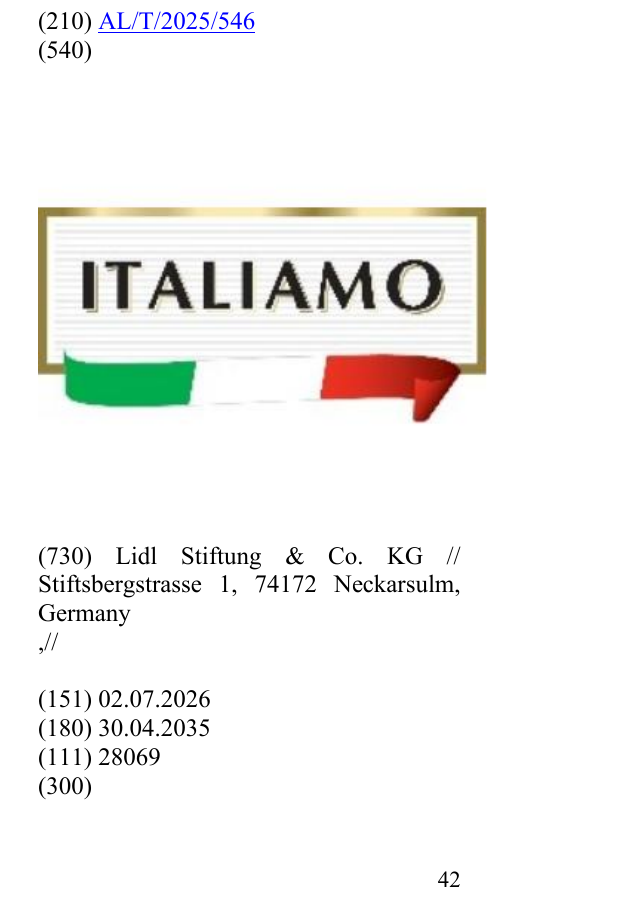 Zëri i markës Elementi figurativ i flamurit italian. në buletin