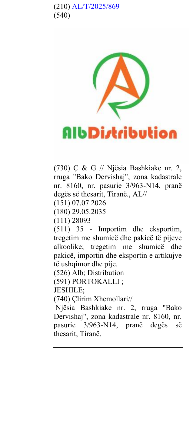 Zëri i markës Alb; Distribution në buletin
