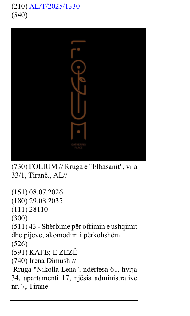 Zëri i markës FOLIUM në buletin