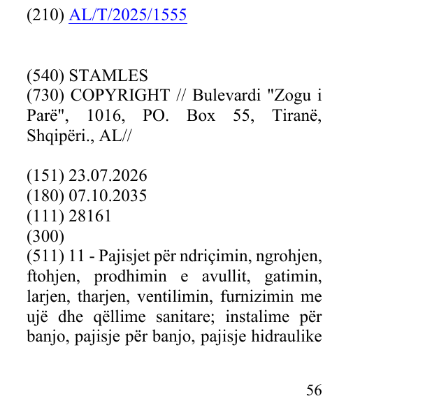 Zëri i markës STAMLES në buletin