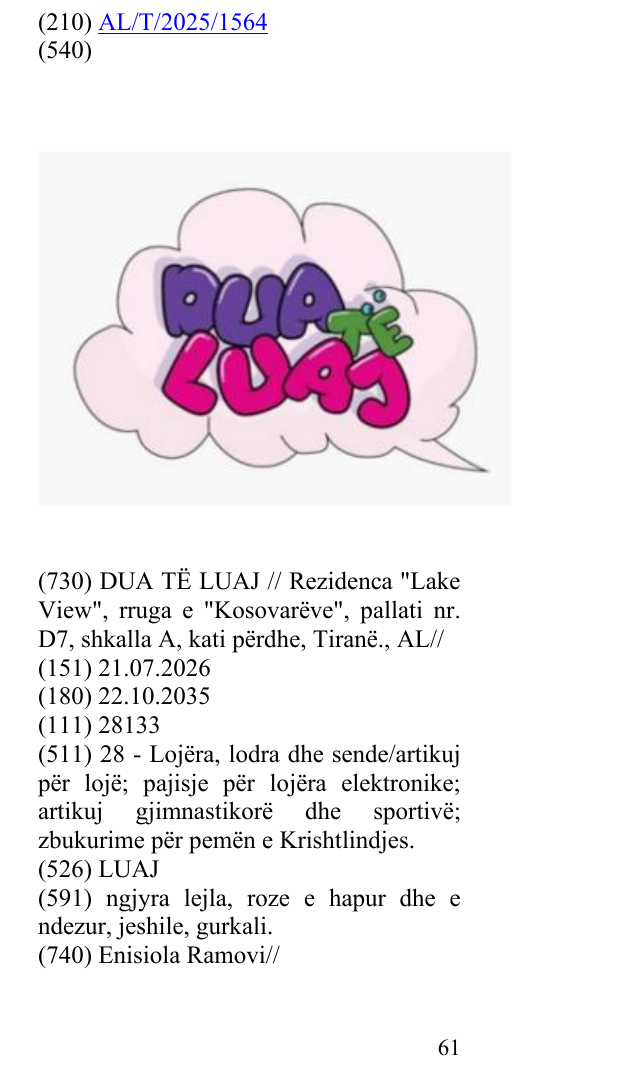 Zëri i markës LUAJ në buletin