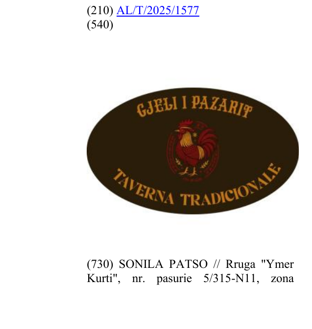 Zëri i markës TAVERNA TRADICIONALE në buletin