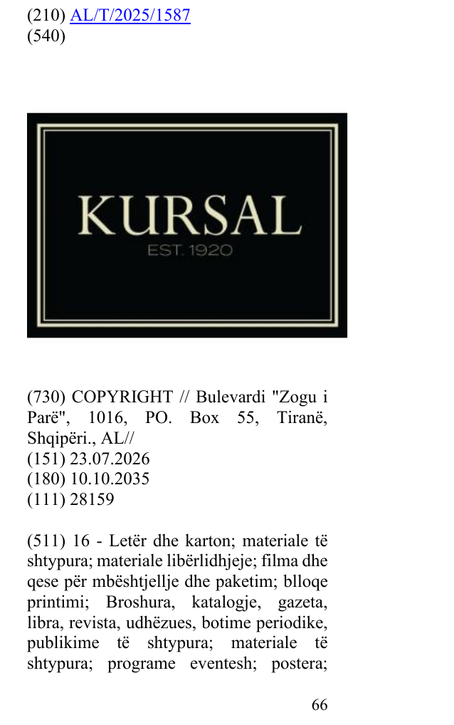 Zëri i markës EST 1920 në buletin