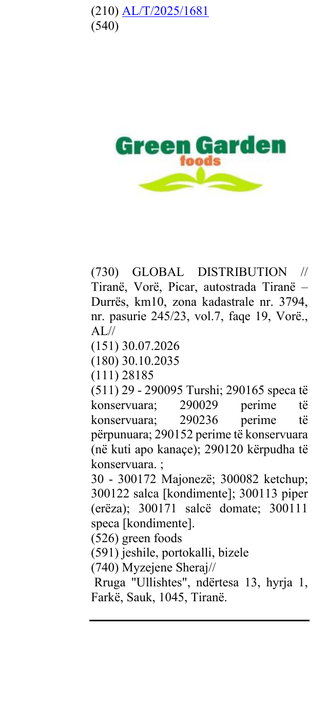 Zëri i markës green foods në buletin
