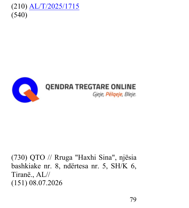 Zëri i markës ONLINE; QENDRA TREGTARE” dhe “Bleje në buletin