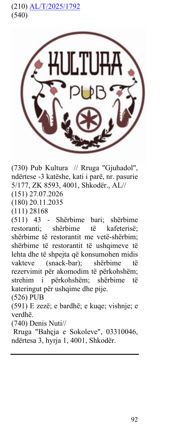 Zëri i markës PUB në buletin
