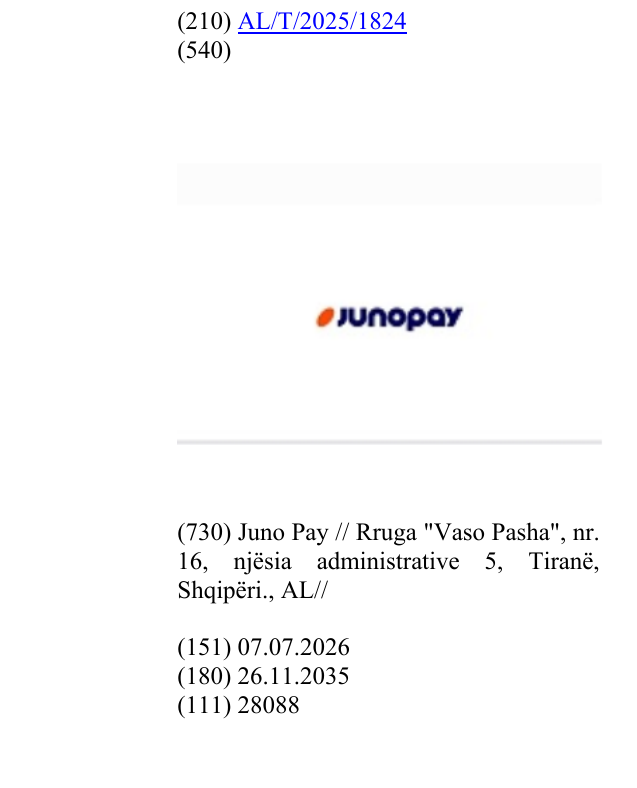 Zëri i markës JUNOPAY në buletin