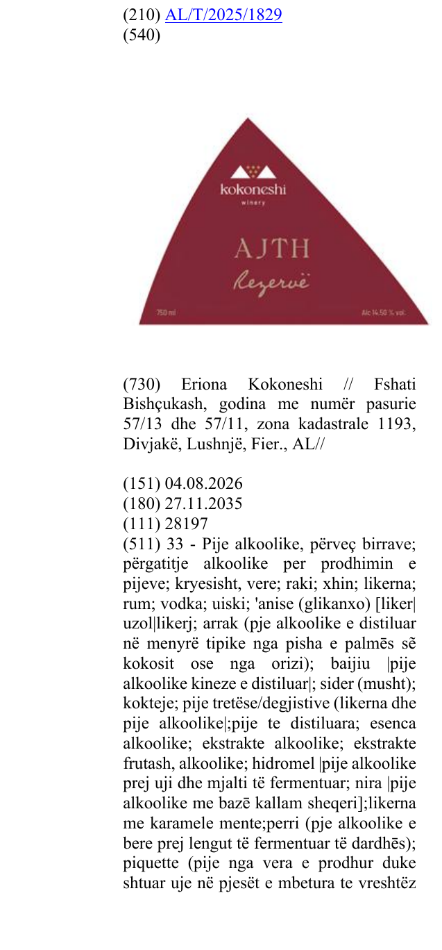 Zëri i markës winery, 750 ml, Alc ,14.50 %, vol, rezerve në buletin