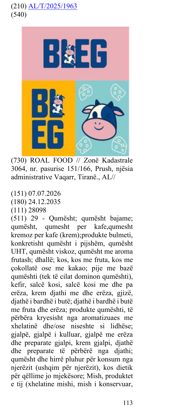 Zëri i markës BLEG në buletin