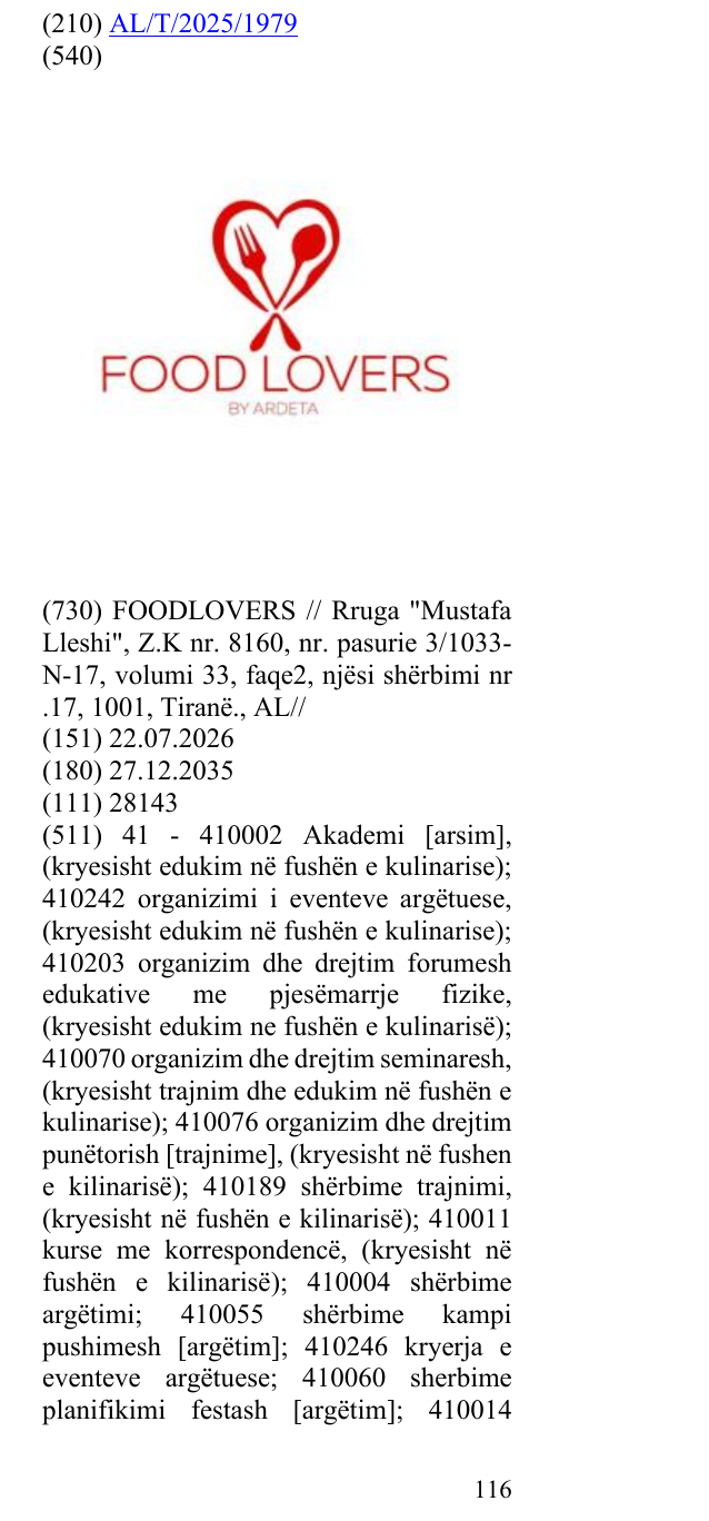 Zëri i markës FOOD, si element fjale në buletin